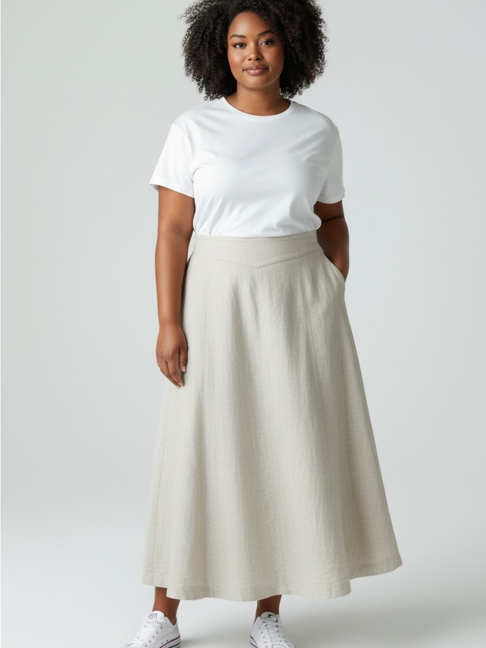 Charter Club Cream A-Line Midi Skirt